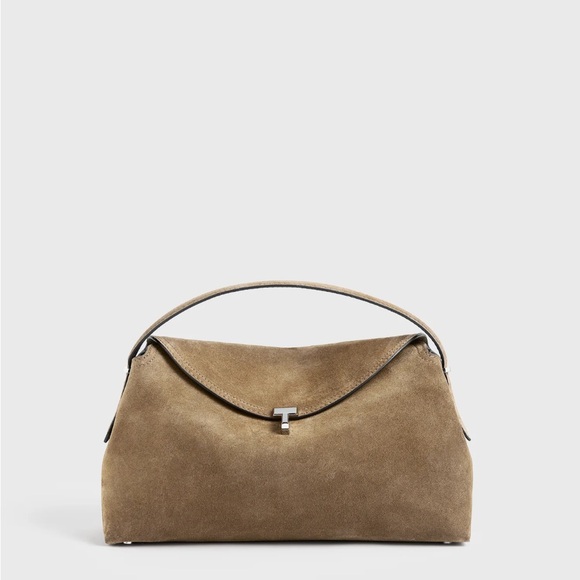 Toteme Handbags - Toteme T lock suede top handle bag